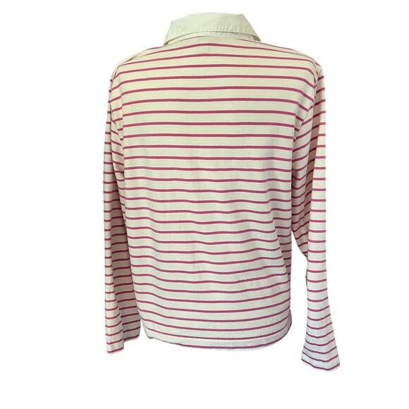 J. Crew Pink Stripe Poplin collar polo shirt - Picture 4 of 7